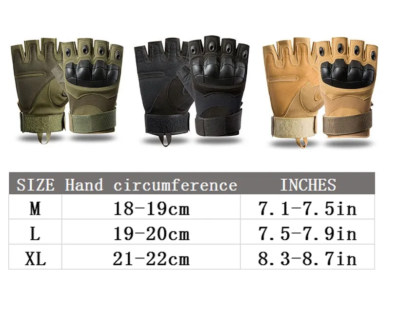 Combat Fingerless Half Finger Tactical Army Gloves Militär Polis Utomhus Sport Knuckle Glove