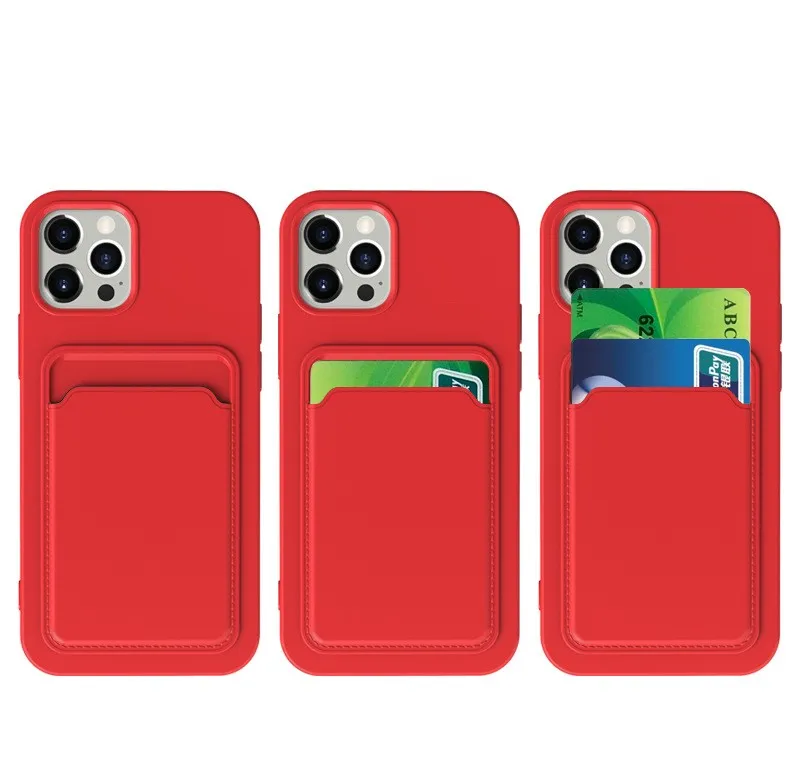 Capas de telefone do titular do cartão para iphone 13 pro máximo 12 mini 11 XS X XR 6 7 8 PLUS TPU Soft Slot Covers