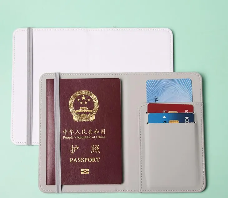 3個の昇華DIY空白の白いPUの開いているパスポートカバーカードホルダー