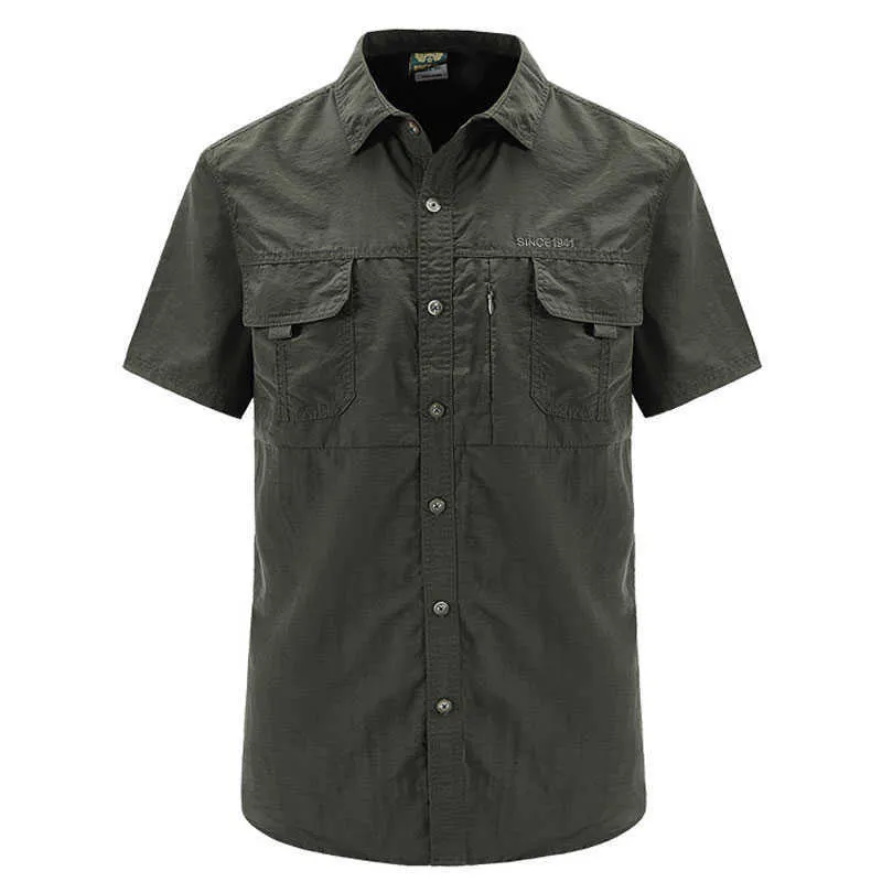 Anniversaire vente chemise hommes mode chemises boutonnées avec poche extérieure séchage rapide chemise décontracté hommes résille chemises 210527