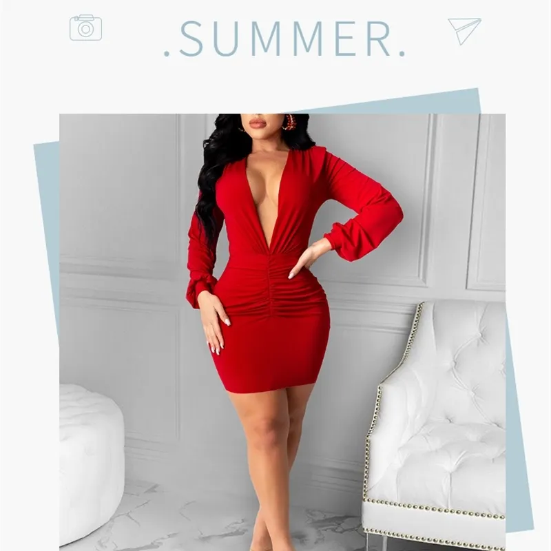 strapless open back dress Elegant Women's Sexy Deep V-neck Bodycon Party Mini Dress Autumn Winte –  Mega Mart Center main image 0