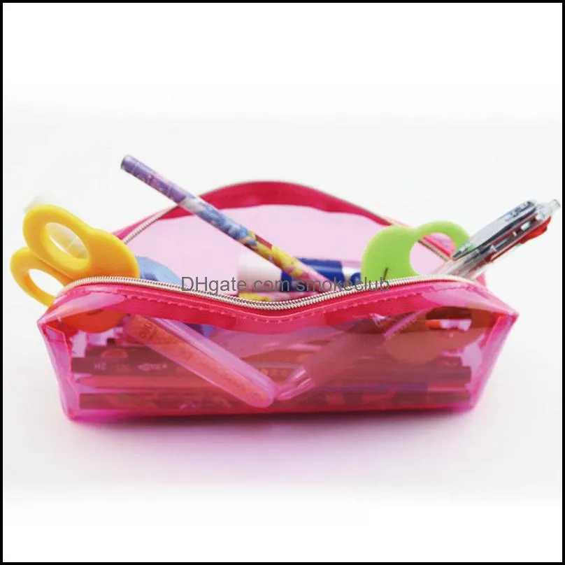 Fashion stationery Pencil Bag transparent candy color Pen Cases Free Shipping Student school Supplies Cosmetic Bag F20172928