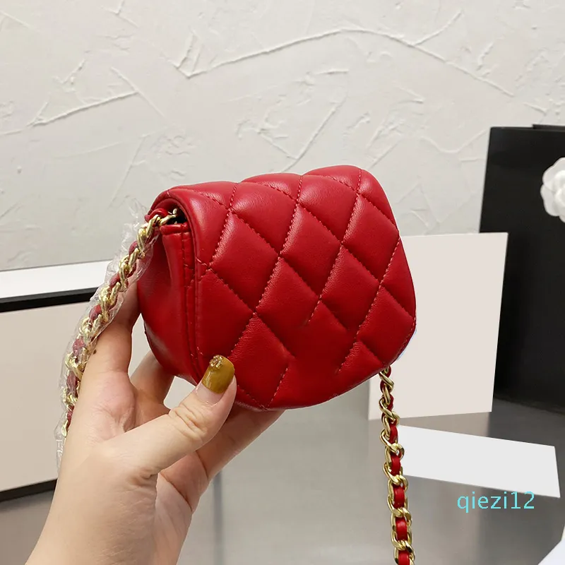 Mini monedero con solapa de lujo para mujer 2021, bolso cruzado con cadena de Matelasse, hombro negro, rojo, rosa, blanco, plata, oro, Hardware230O