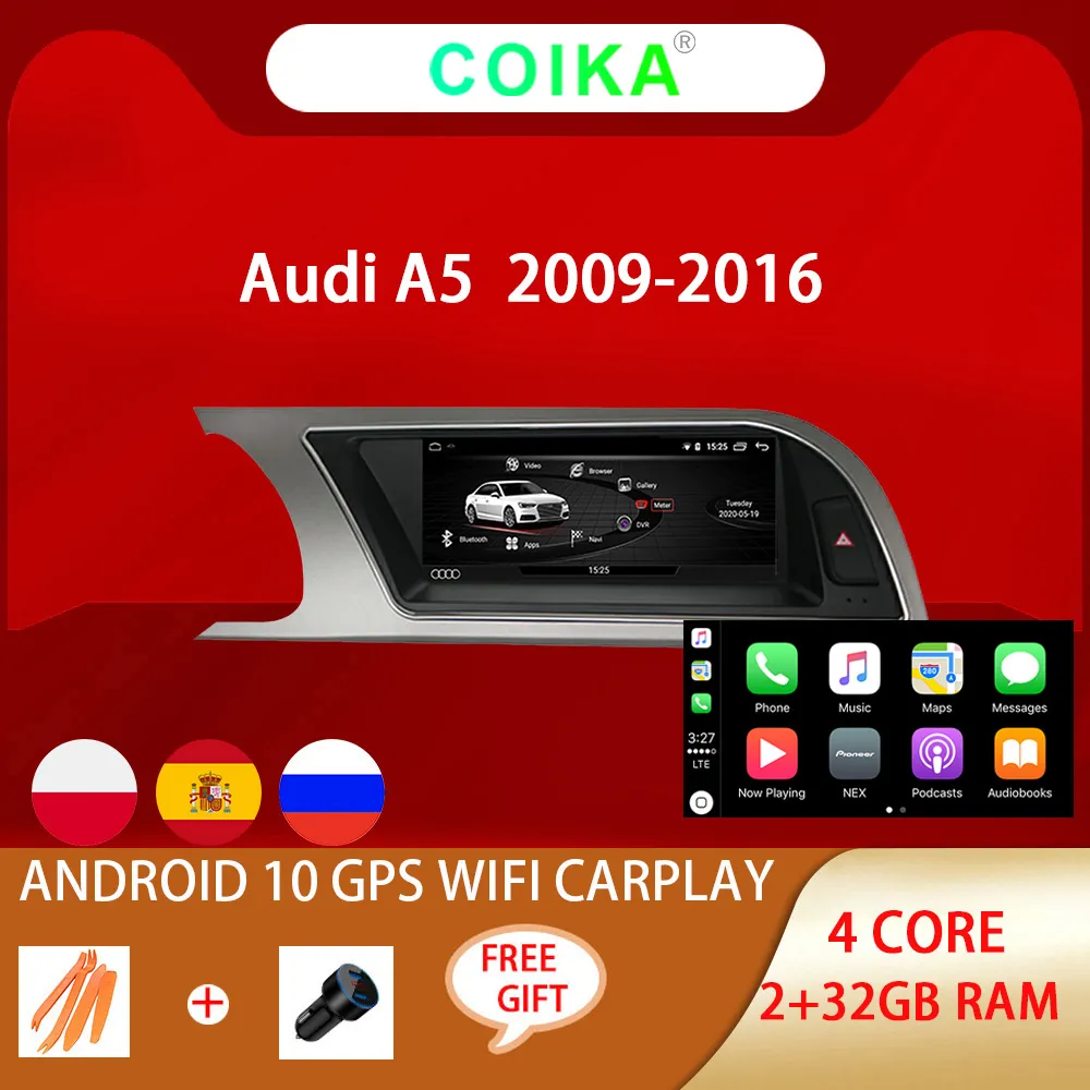 8 8 Multimedialny odtwarzacz DVD DVD dla Audi A5 2009-2016, w tym BT WiFi Navi Music IPS Touch Sreen 2 32GB Link telefoniczny stereo233x