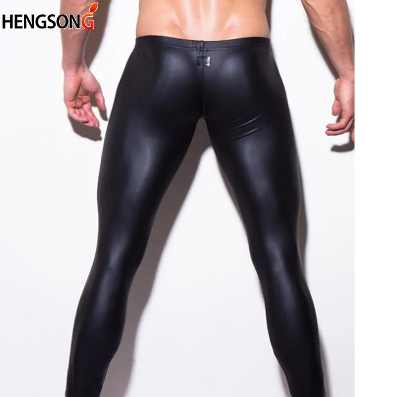 Herrbyxor Fashion Mens Performance Pant Slim Pencils Black Faux Läder Men Sexiga Leggings