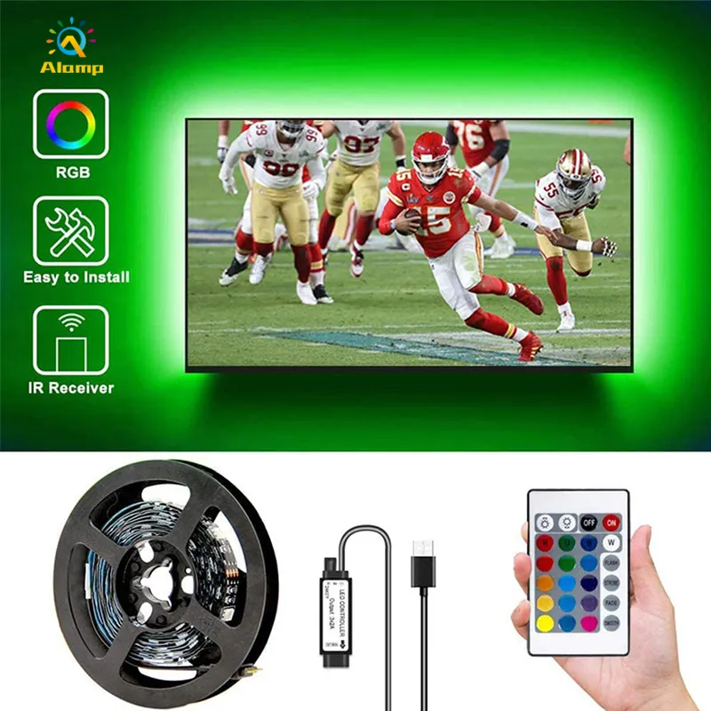 5V TV LED Backlight 5050 RGB TV-scherm Achtergrond Decor Light 1M 2M 3M 4M 5M Strip Light met USB-kabel en afstandsbediening