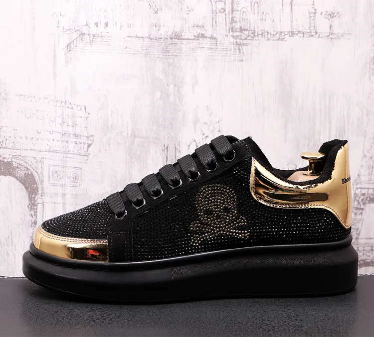 Men `S Casual Shoes Business Loafers Walking Sneaker Brand Fashion Germuss Diamond Rhinestones Handmade Lace-Up Comfortable Breathable