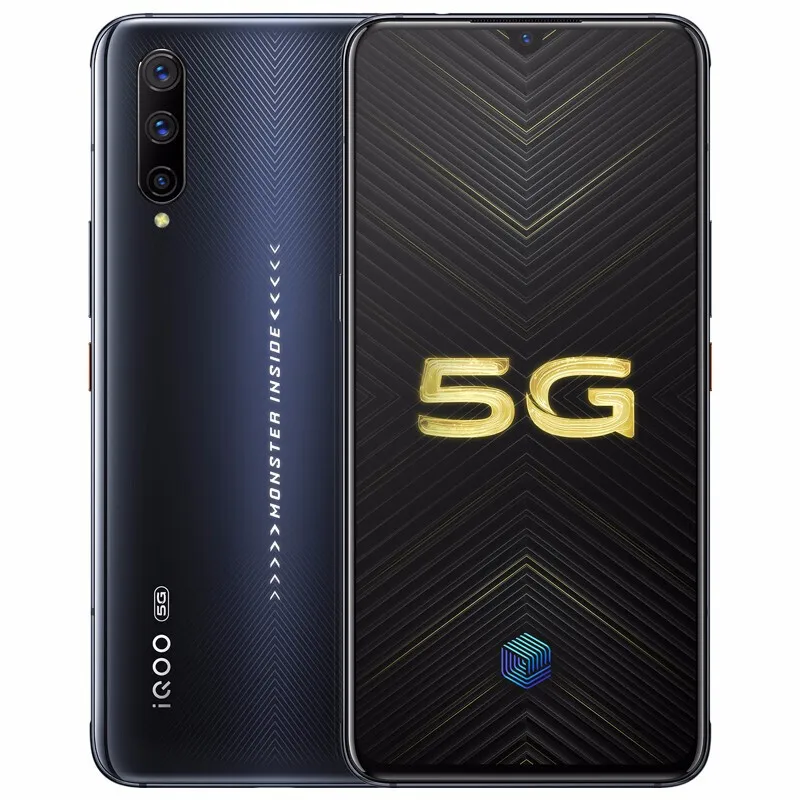 Оригинальный Vivo IQOO PRO 5G Мобильный телефон 8 ГБ RAM 128GB 256GB ROM Snapdragon 855 Plus 48MP NFC OTG 4500MAH Android 6.41 "Полноэкранный отпечаток пальцев ID Face Shake Smart Cell Phone