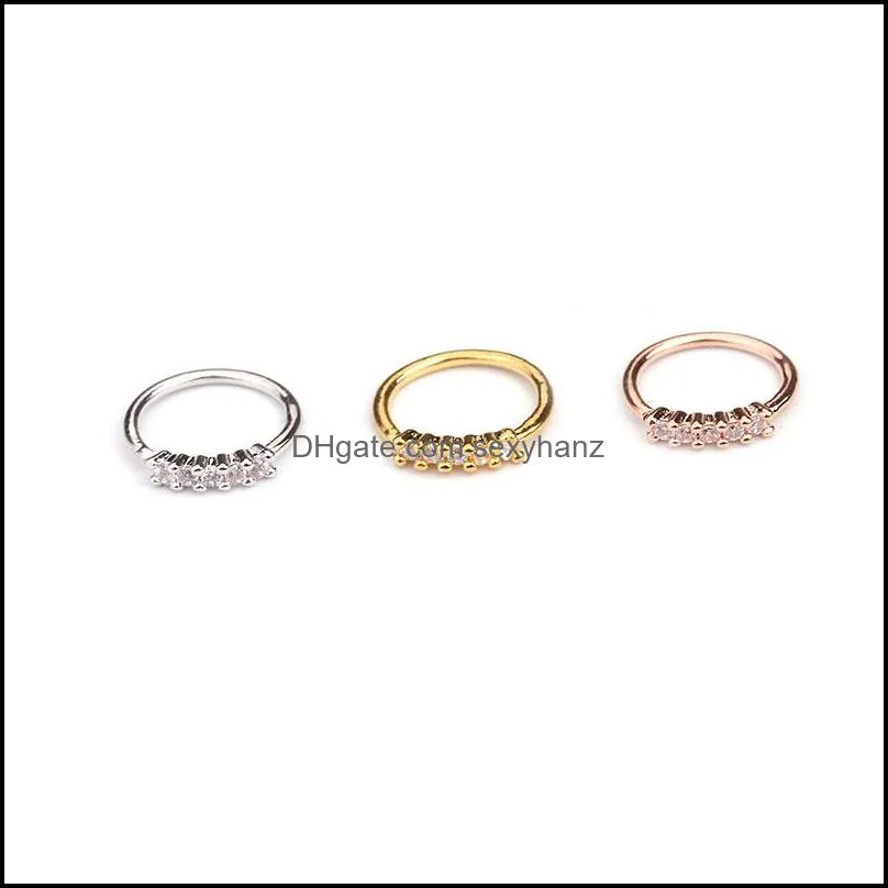 Silver And Gold Color 20gx8mm Nose Piercing Jewelry Cz Hoop Nostril Ring Flower Helix Cartilage Tragus Earring 871 R2