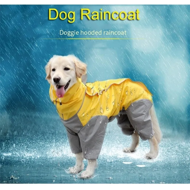 Chien Imperméable À Capuche Golden Retriever Manteau Vêtements Bouledogue Pet Manteau De Pluie Hiver Combinaison Imperméable Pour Terrier Labrador Husky Y200324