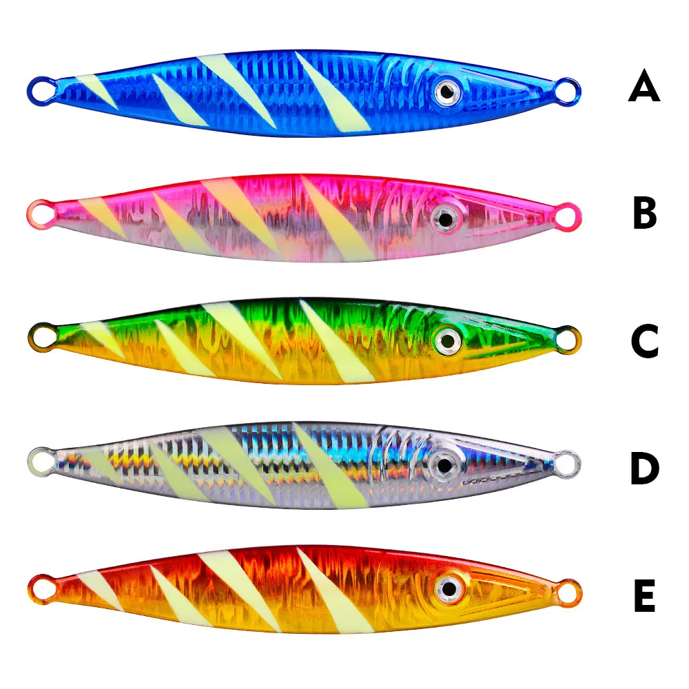 Top Quality 5 color 13.5cm 200g sinking metal lures The slow cranking iron plate lead fish, boat sea fishing luminous lure iron plates