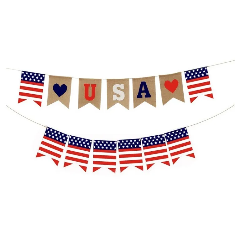 Banner Flags Swallowtail Banners Independence Day String Flags USA Letters Bunting 4th of July Party Decoration Party Supplies T2I52242