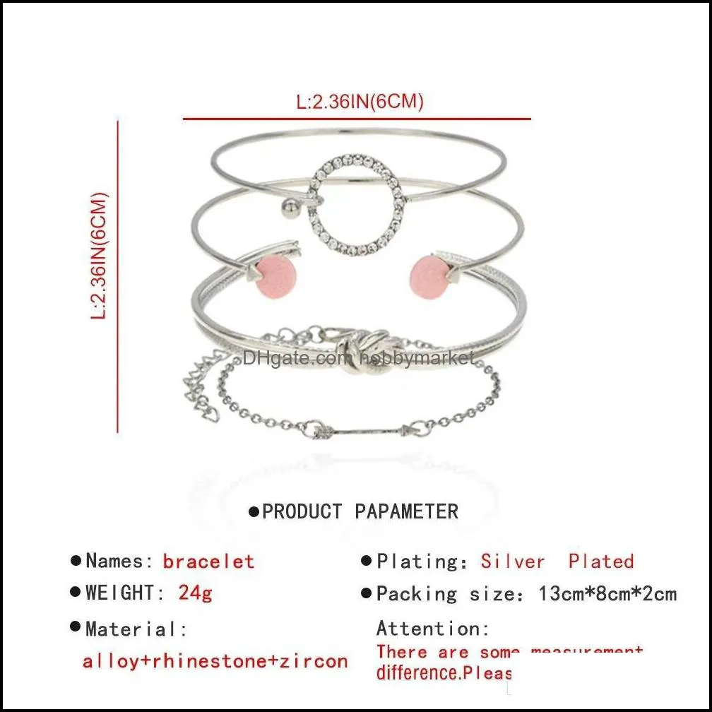 diamonds round knot bangle bracelets for women Cupid`s arrow chains girl Luxury designer bracelet set gold silver trendy jewelry