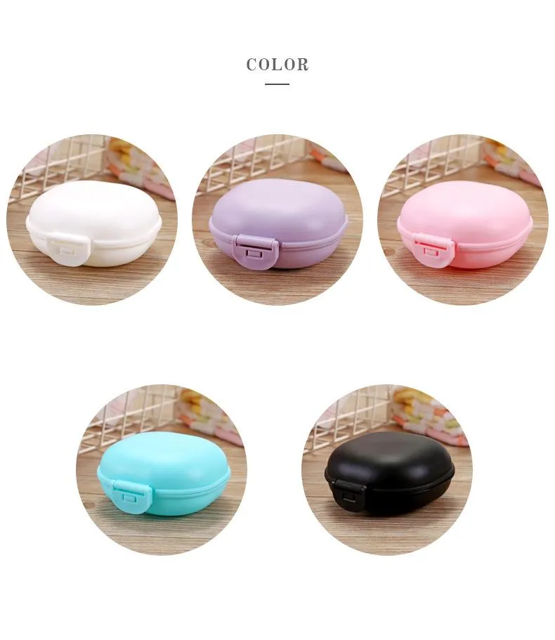 Plastic Travel Soap Box with Lid Portable Bathroom Macaroon Soaps Dish Boxes Holder Case 