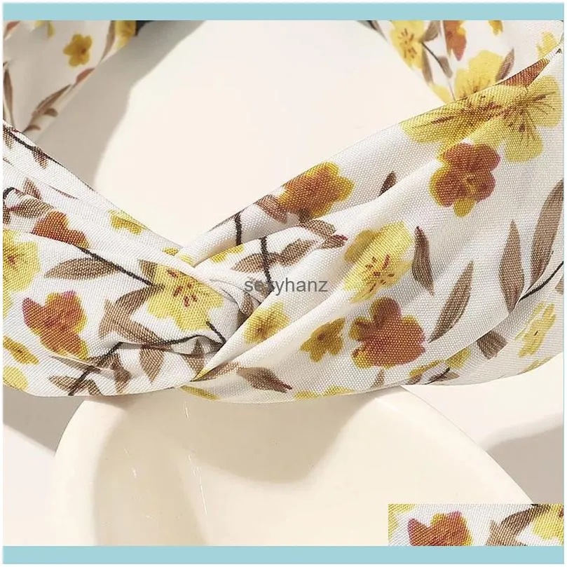 Women Headdress Hairband Printing Wide Headband Hair Hoop Hair Bands Wrapping Headwear Floral Knot Hairbands Bezel Accessories