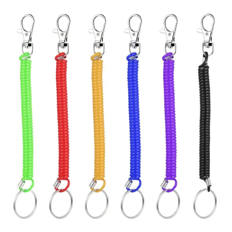 Charm Bracelets 12 Pieces Stretchy Spiral Keyring Colourful Keychain Spring Retractable Key Holder