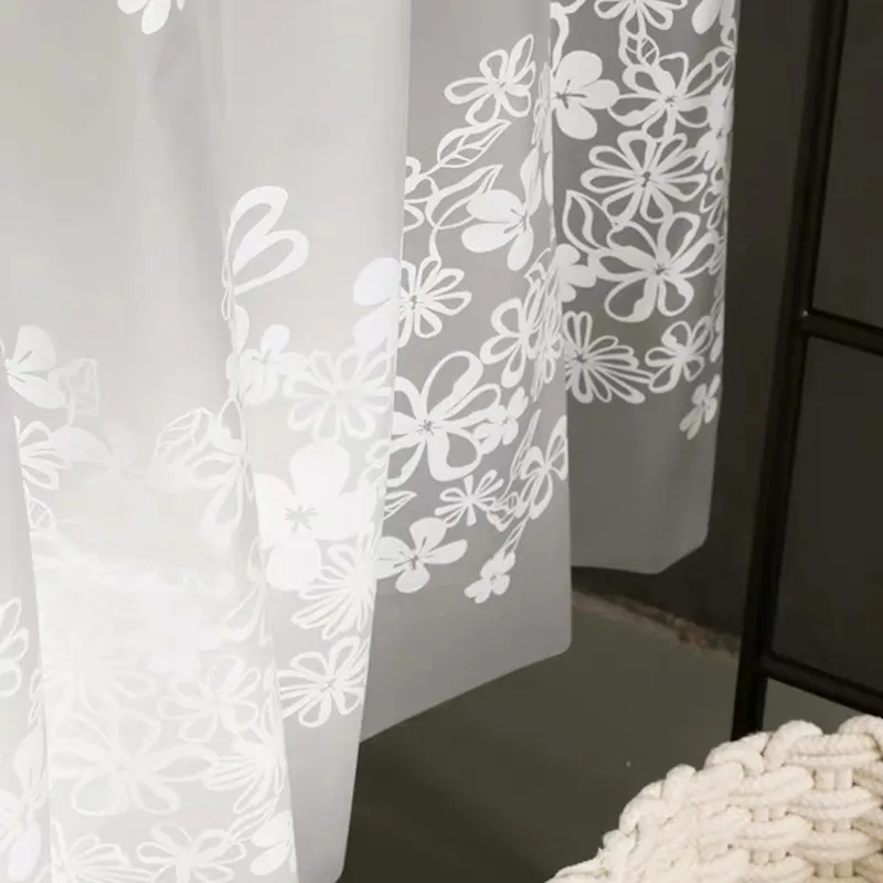 Rideau De Douche Maytex Marrivale - Tissu Organza - Motif Floral Blanc Transparent - Français