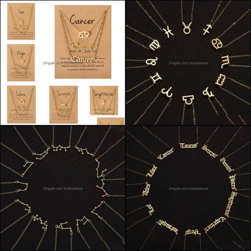 3 Stoves/set Cartons Star constellation Hanger 12 Constellation Charm Gold Chain Ram Cancer Leo Scorpion Jewelry Gifts