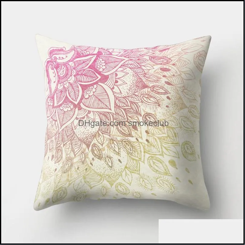 Fashion Luxurious Flower Printing Peach Skin Pillow Cover Home Decor Pillowcase Throw Pillow Cover 45*45CM