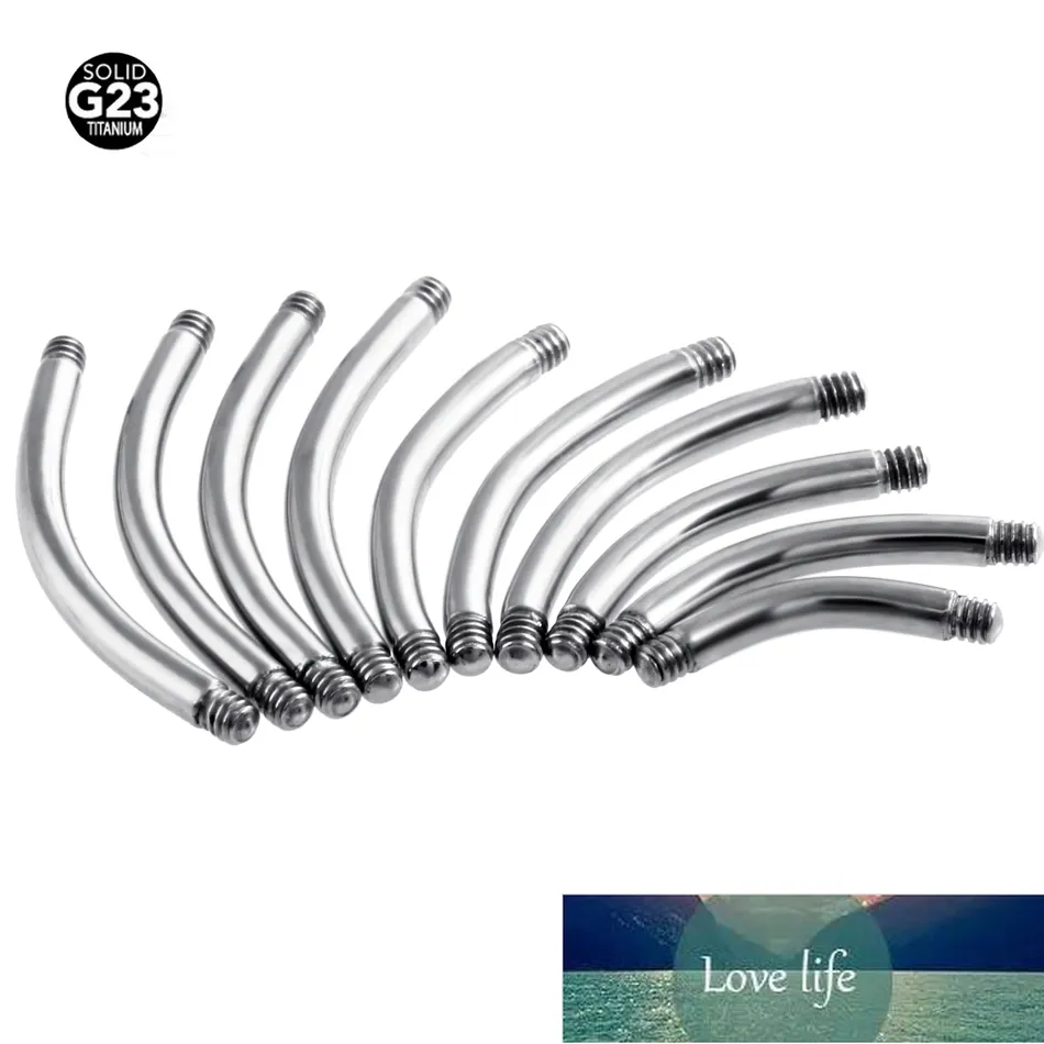 10 Pcs / 50 Pcs G23 Titane Courbé Bar Pièces Vis Barbell Pour Sourcil Nombril Piercing Corps Bijoux Pièces Piercing Accessoires Usine prix expert conception Qualité