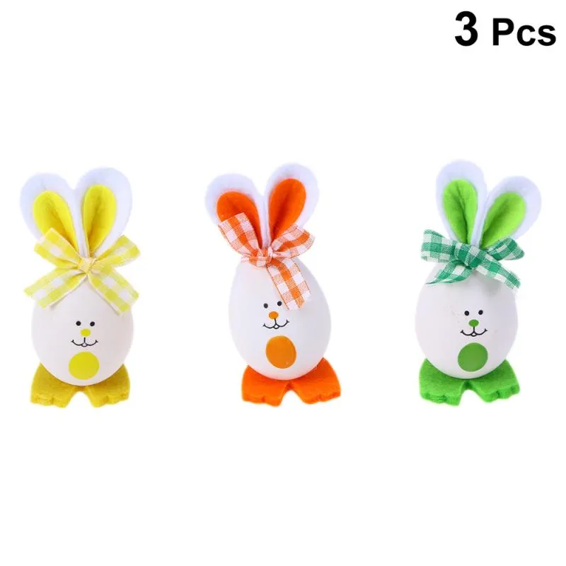 Party Decoration 3pcs Easter Arts Crafts Eggs Shape Ornament Home Kindergarten Kids Gifts Toys(4x6cm Color Ran