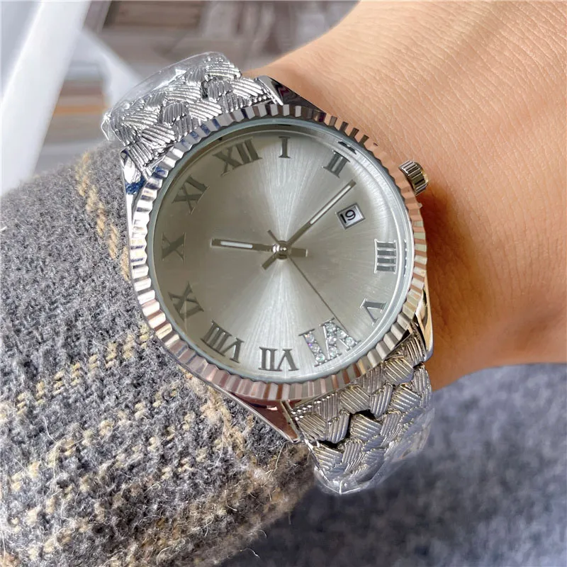 Relojes de marca para mujer y niña, reloj de pulsera de cuarzo con banda de acero y Metal estilo números romanos grandes y hermosos X208