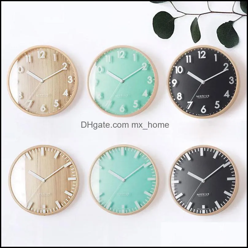 Wall Clocks 10in Wood Creativity Silent Clock Small Size Diameter 25.5CM Kitchen Living Room Decoration Watches