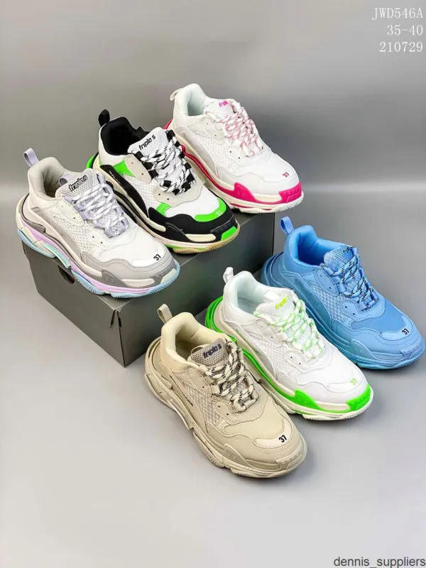 Top 17FW Pairs Triple S Clear Sole Women Casual Shoes Crystal Bottom All White Black Green Pink Yellow Rainbow Sports