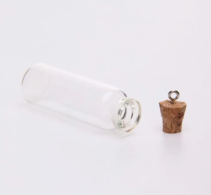 2021 2ml 12x35x06mm Mini szklane Butelki Wisiorki z korkiem Korek Małe Dekoracji Butelki Crafts Fiolki Słoiki Prezent DIY Butelki (Wood Cap)