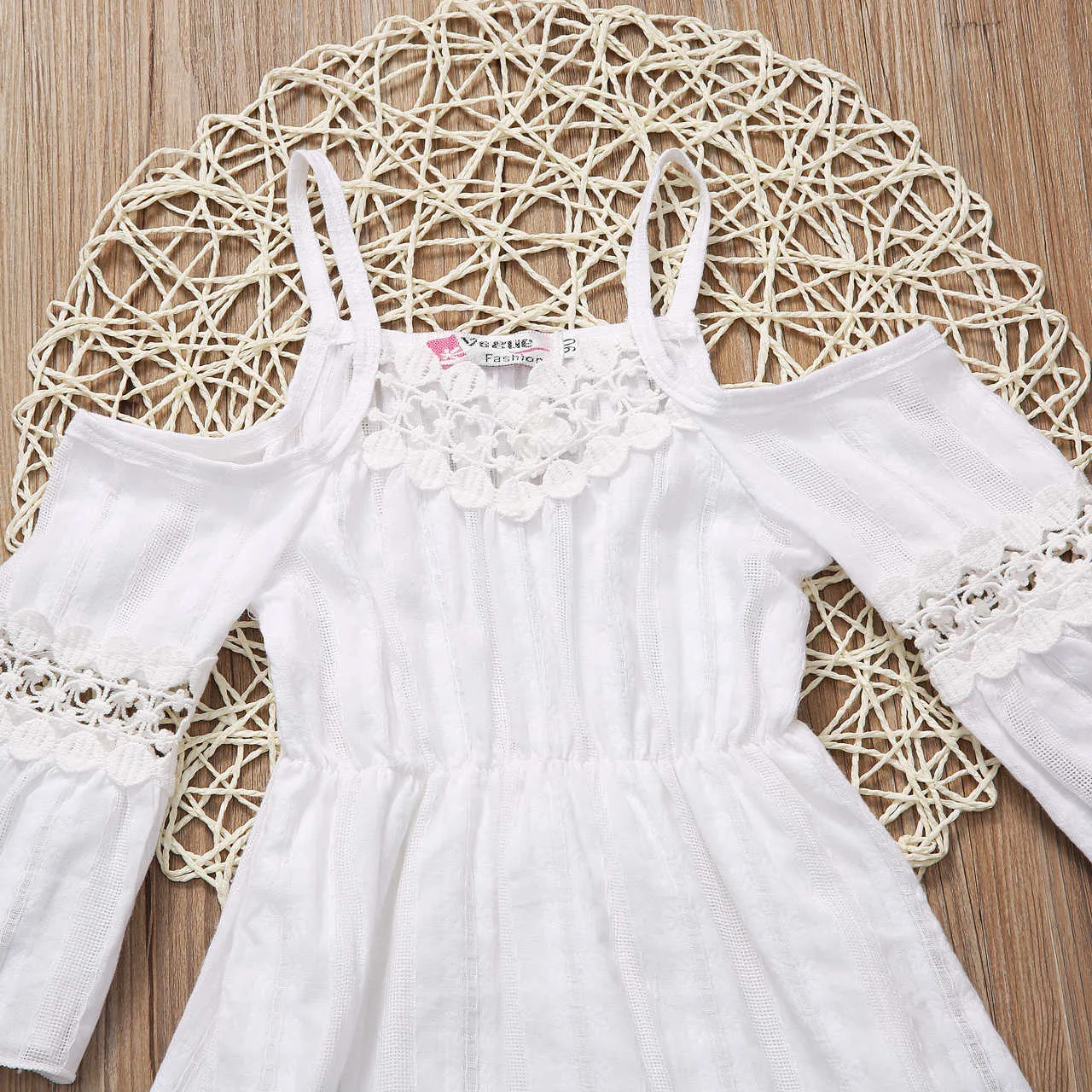 Summer Flower Girls Off White Princess Dress Kids Baby Party Wedding Pageant Koronki Suknie Ubrania Q0716