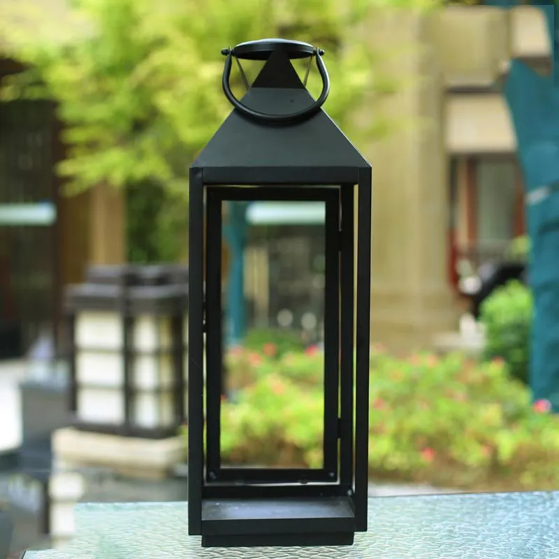 Ljushållare Iron Modern Black Holder Set Metal Hängande Tealight Lantern Candelabros Dekorativos Hem Tillbehör ZP60ZT