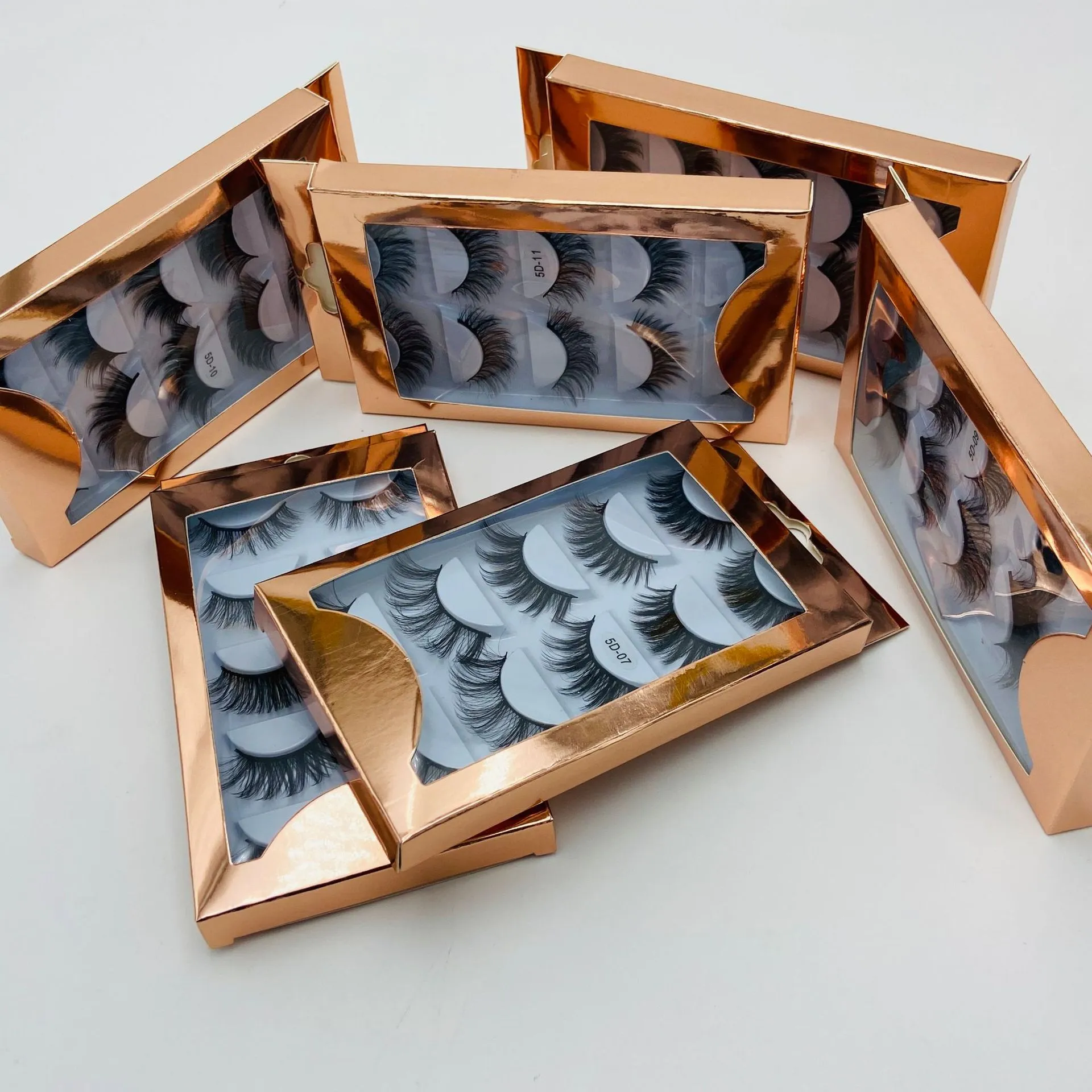 5 pairs Natual long false eyelashes thick crisscross fake eye lashes extension kit in 6 Editions 5D-07