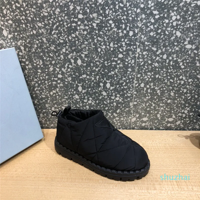 Женская платформа Mid-Top Black Thermal Boots мягкий нейлоновый скользкий навязки наполненные шерстяные сплошной сетчатой ​​лодыжки эластичная полоса зимний стиль моды Мартин