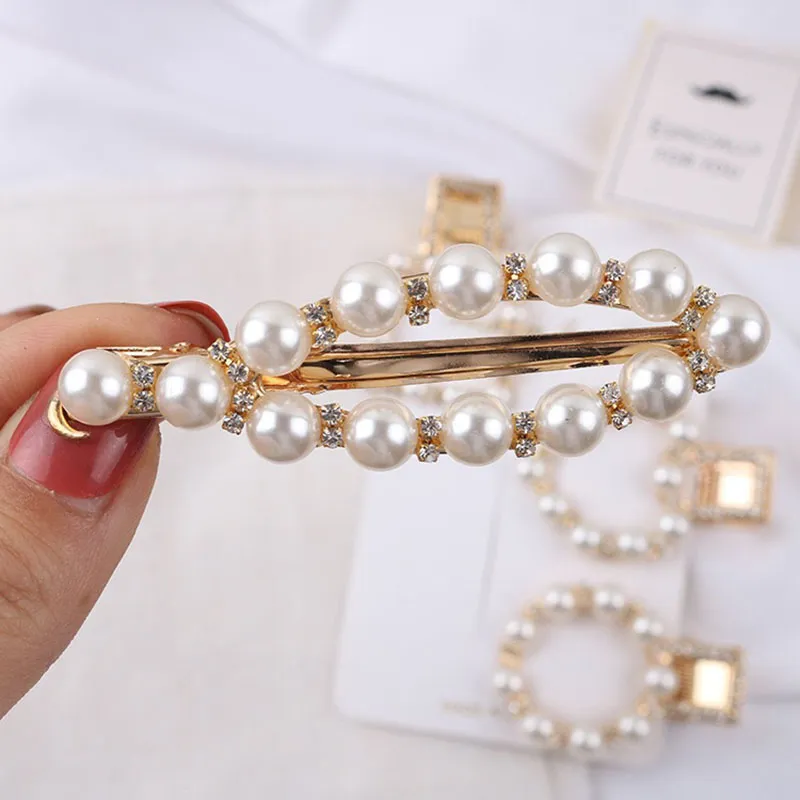 Crystal Pearl Hair Clips Metal Elegant Barrette Bobby Pins Wedding HEAD Styling Tool HairClips for Women6680436