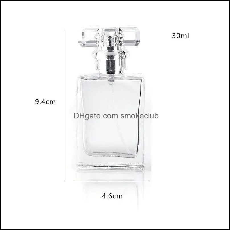 30ml Empty Packing Perfume Bottles Clear and Black Portable Square Glass Spray Bottle Cosmetic Containers With Atomizer For Traveler