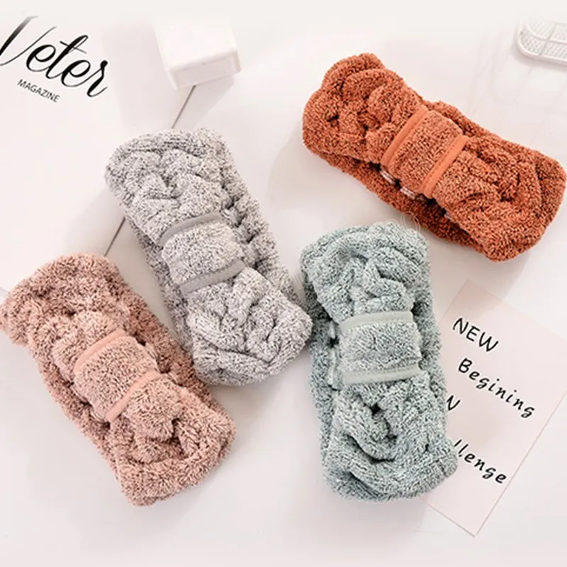 Coral Fleece Wash Face Bow Hairbands For Women Girls Makeup SPA Bath Shower Headwear Faixas de cabelo Turbante Headwrap