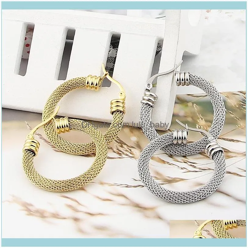 Fashion Jewelry Stainless Steel Stranded Wire Mesh Earrings Women`s Party Wedding Gift Wholesale E-613 Hoop & Huggie