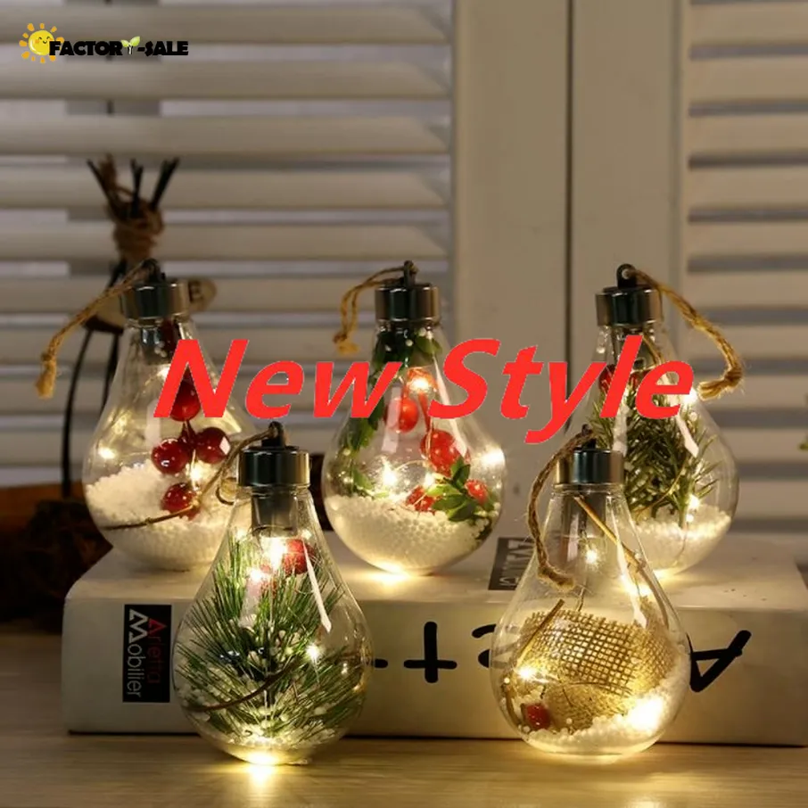 LED transparente ornamento de natal decoração de árvore de Natal pingente bola plástica bola casa decoração aniversário presente ano novo presentes fy4950 fn18