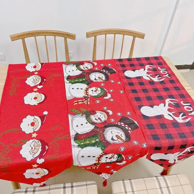 Newchristmas Table Runner 33 * 180cm / 13 * 71インチポリエステルコットン生地ダイニングテーブルウェディングパーティースノーマンエルクフローラルソフトLLF11377