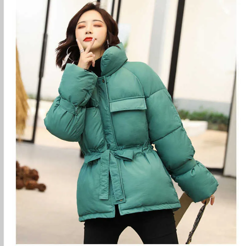 Veste d'hiver col montant costume de coton pour femmes version coréenne de lâche court ins étudiants épais 210531