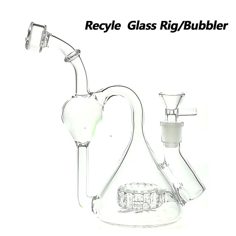 Cam Nargile Geri Dönüştürücü Bong / Rig Bubbler sigara içmek için 8 inç Yükseklik, 14 mm dişi ve kase 320g ağırlık BU017