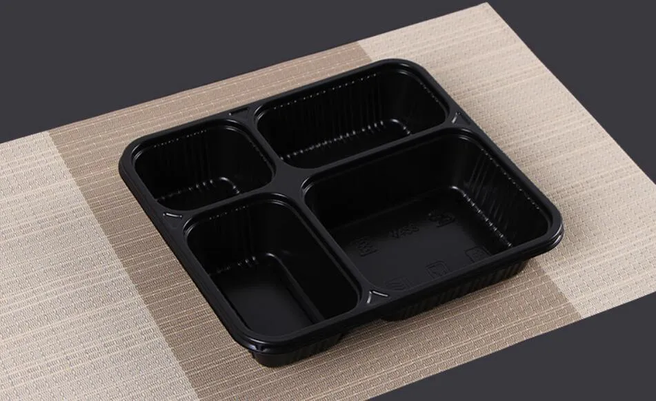 Free shipment 4 compartments Food grade PP take away food packing boxes high quality disposable bento box for Hotel