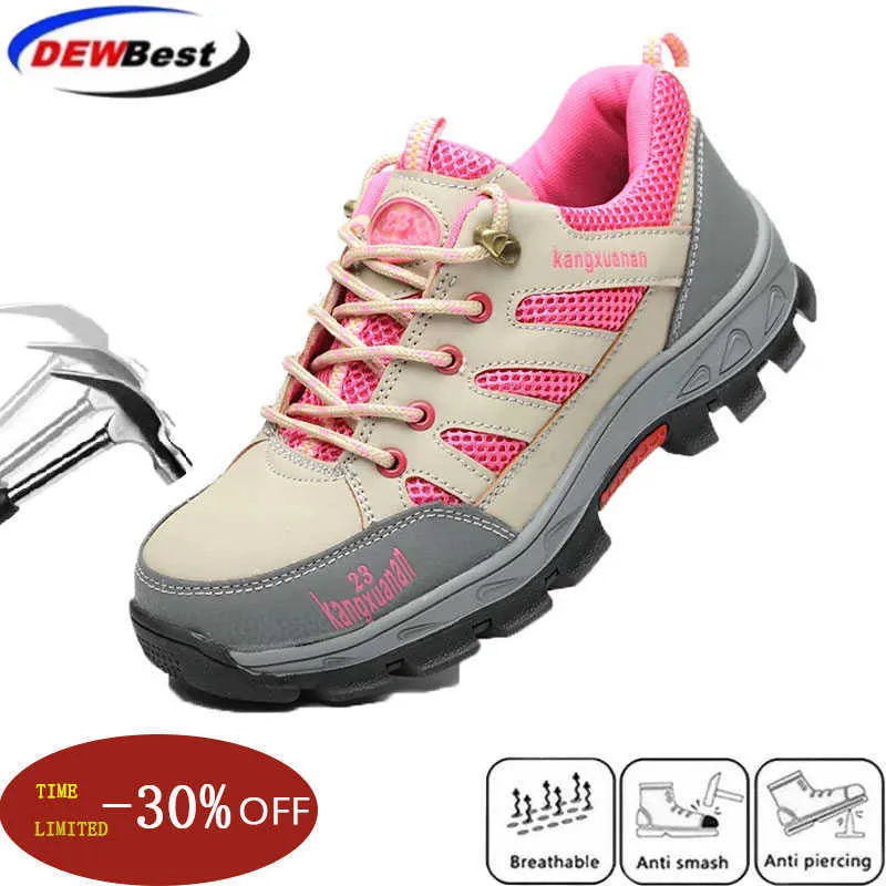 dew breathability shoes women safety work shoes steel toe and steel sole breathable light weight casual safety shoes 210624