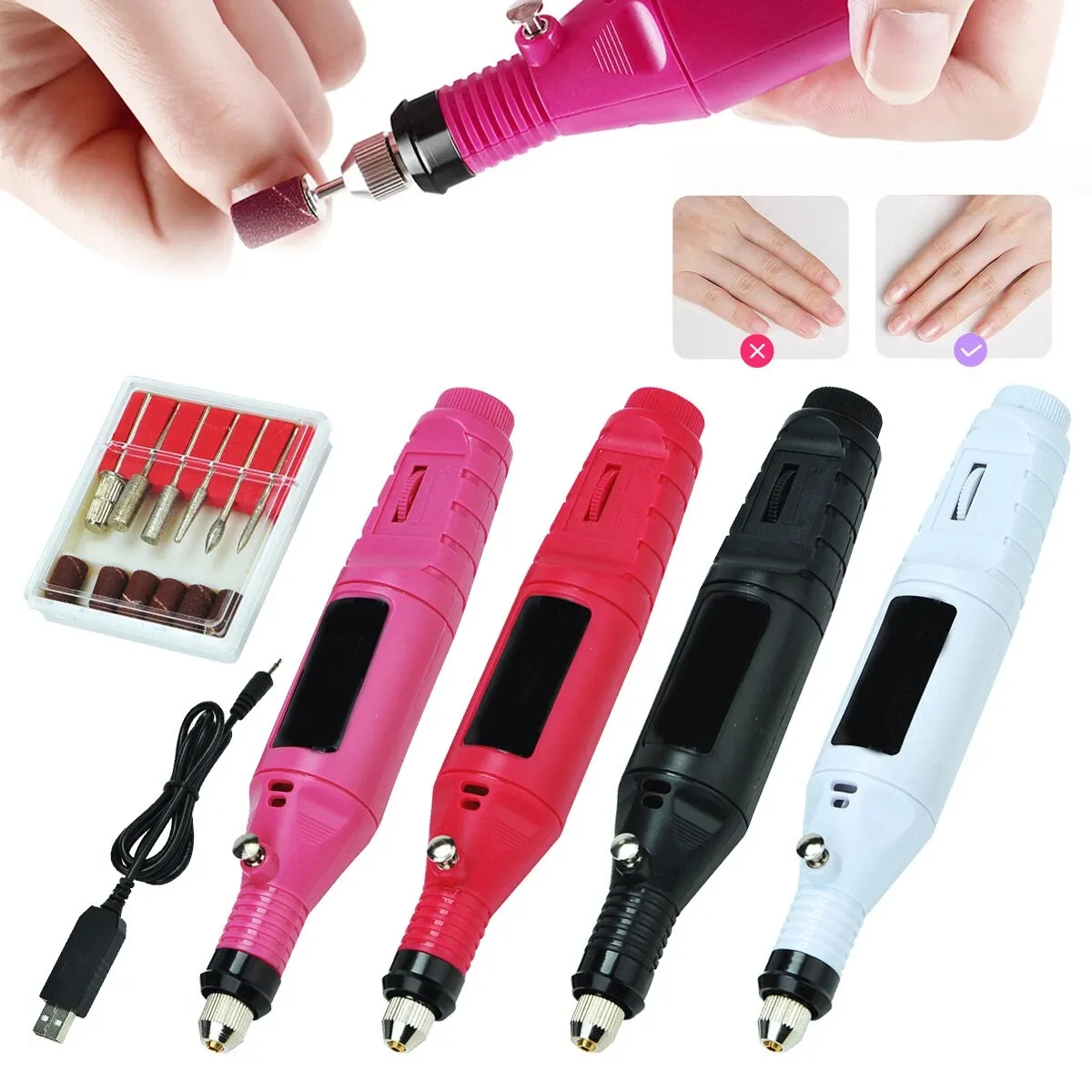 USB Nail Polisher Electric Nail Polisher Pen-Type Foot Grinder Nail Drill Machine - # 03