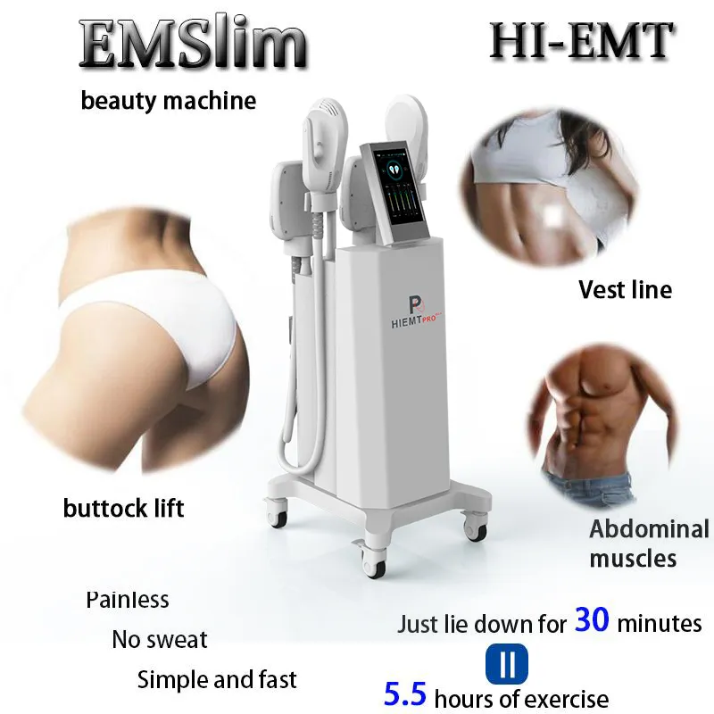 Free Customized LOGO, 4 handles ems HI-EMT electromagnetic Muscle Stimulation fat burning shaping hiemt beauty equipment