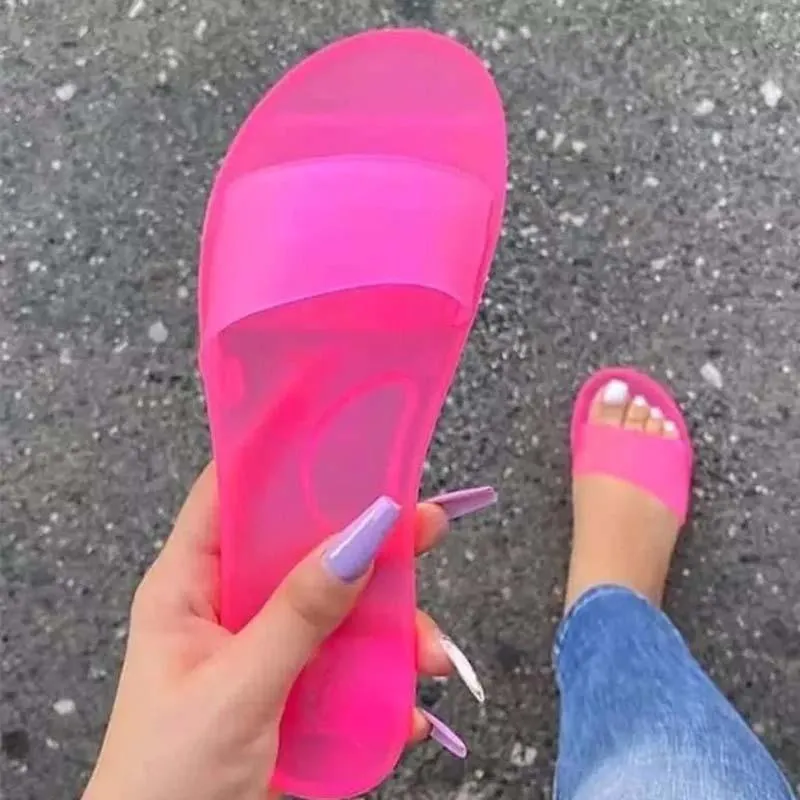Colorful Jelly Sandals: Women's Summer Beach Slides Transparent Chic!  Shop Now!