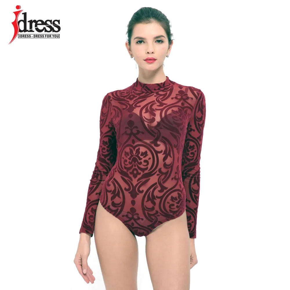 IDress New Arrival BlackBlue Red Macacao Feminino Mesh Shorts Femme Playsuit Overalls for Woman Long Sleeve Sexy Bodysuit (12)