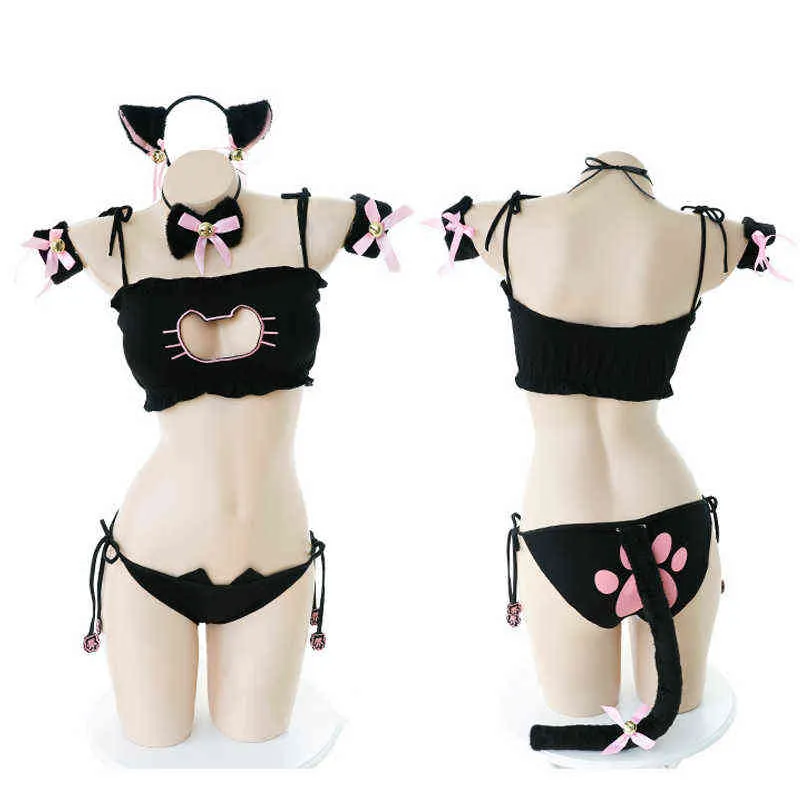 Women's Strap Bow Tie Lingerie Set 2 Piece Cute Bows Bra and Panty Set  Cosplay Underwear Strappy Lingerie, Black, Small : : Clothing,  Shoes & Accessories