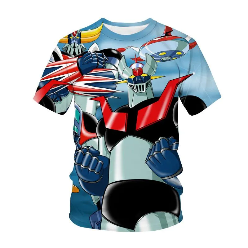 Homens camisetas anime filme robô mazinger z 3d impressão t-shirt roupas de rua homens mulheres moda menino menina tops crianças