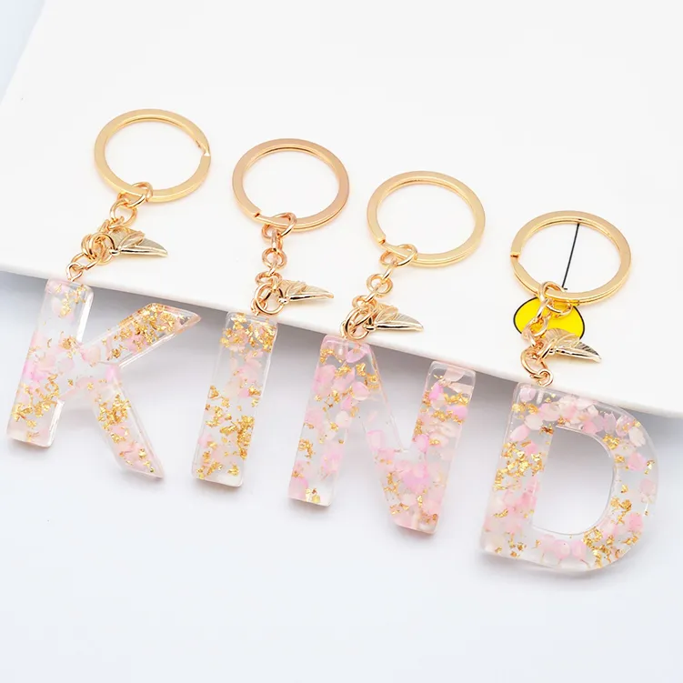 DIY Handmade Resin Initial Letter Keychains For Women And Men A Z